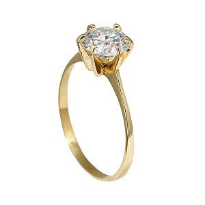 Anel Solitário Ouro 18k com Moissanite 8mm