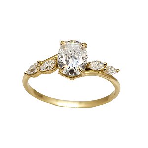 Anel Solitário em Ouro 18k com Moissanite