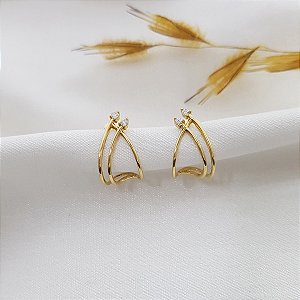 Brinco Aros em Ouro 18k e Zircônias