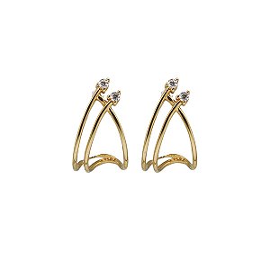 Brinco Aros em Ouro 18k e Zircônias