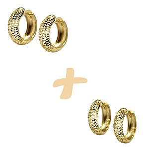 Kit 2 Pares Brinco Argola Ouro 18k