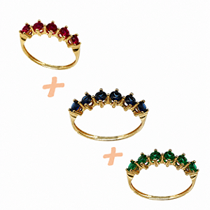 Conjunto 3 peças - Anéis Ouro 18k