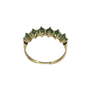 Anel Meia Aliança em Ouro 18k e Zircônia Verde