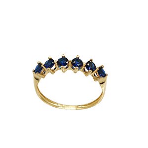 Anel Meia Aliança em Ouro 18k e Zircônia Azul