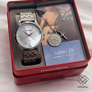 Kit Relógio Mondaine Salmo 33 Feminino Prata 99748l0mkne3k1