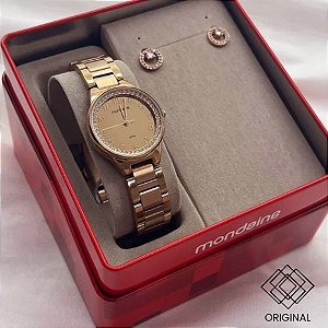 Kit Relógio Mondaine Feminino Rosê 32730lpmkre3k1