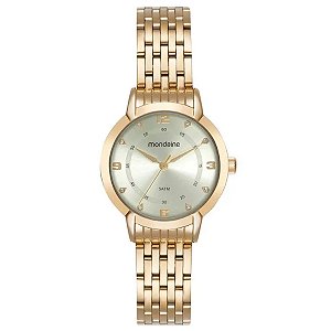 Kit Relógio Mondaine Feminino Dourado 99819lpmvde1k2