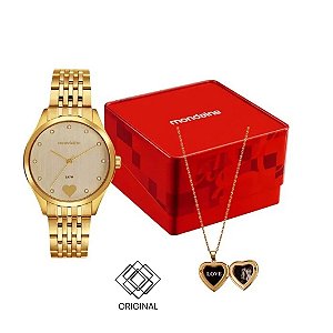 Kit Relógio Mondaine Feminino Dourado 99866lpmvde1k1