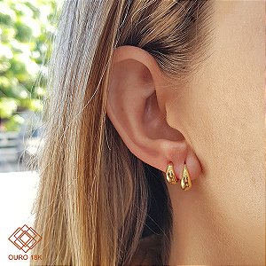 Kit 2 Pares Brinco Argola Ouro 18k