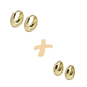 Kit 2 Pares Brinco Argola Ouro 18k