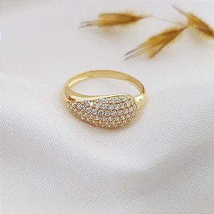 Anel Bold em Ouro 18k e Zircônias
