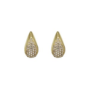 Brinco Gota em Ouro 18k e Zircônia