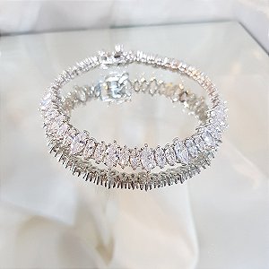 Pulseira Riviera Navetes em Prata 925 Zircônia