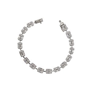 Pulseira Baguetes Prata 925 Zircônias
