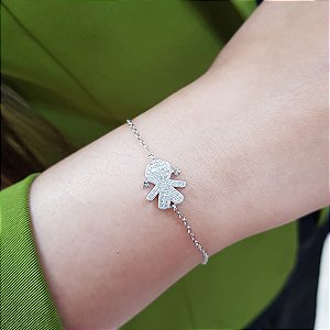 Pulseira Menina Prata 925 Zircônias