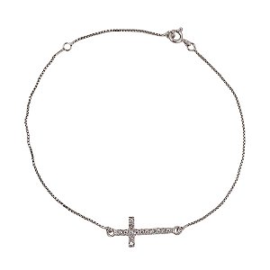 Pulseira Cruz em Prata 925 Zircônias