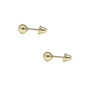 Brinco Infantil Bolinha 3mm em Ouro 10k