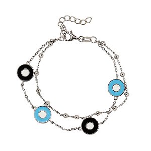 Pulseira Dupla Olho Grego em Prata 925
