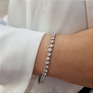 Pulseira Riviera Corações em Prata 925