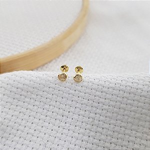 Brinco Infantil Coração Zircônia em Ouro 10k