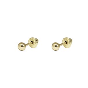 Brinco Infantil Bolinha 2mm em Ouro 10k