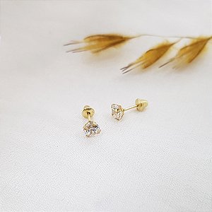 Brinco Infantil Ponto de Luz 4mm em Ouro 10k