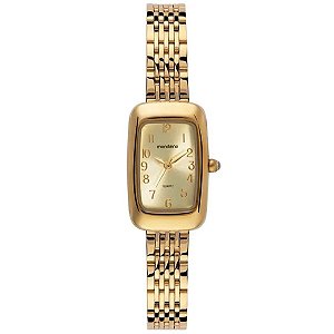 Relógio Feminino Retangular Abaulado Dourado Mondaine 33007lpmvde1