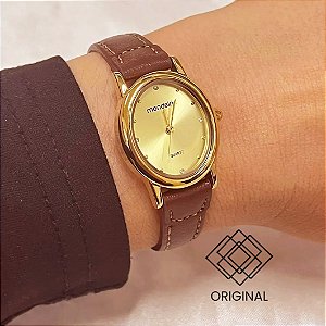 Relógio Feminino Oval Cristais Marrom Mondaine 32996lpmvdh1
