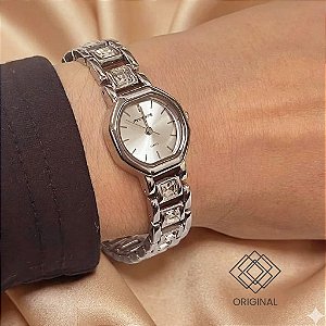 Relógio Feminino Facetado Cristais Prata Mondaine 33000l0mvnm3