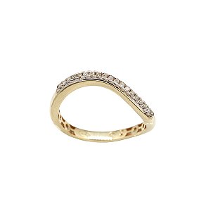 Anel Ondas em Ouro 10k e Diamante