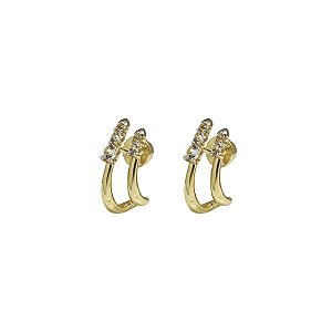 Brinco Duplo em Ouro 18k e Topázio