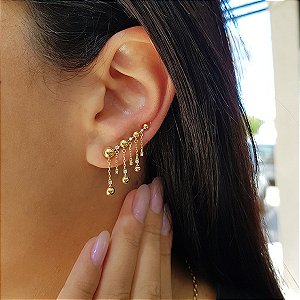 Brinco Franja em Ouro 18k e Diamante