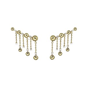 Brinco Franja em Ouro 18k e Diamante