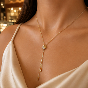 Gargantilha Gravatinha Duo em Ouro 18k