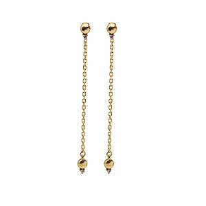 Brinco Longo Esfera em Ouro 18k e Topázio