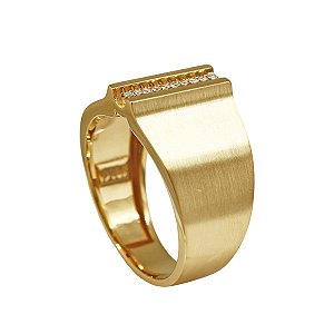 Anel Fosco em Ouro 18k e Diamante