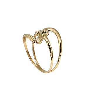 Anel Vazado em Ouro 18k e Zircônias