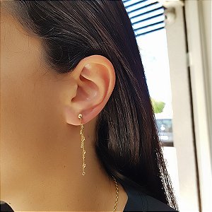 Brinco Franja Esferas em Ouro 18k