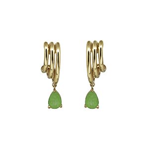 Brinco Trio em Ouro 18k e Nefrita