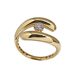 Anel Bold em Ouro 18k e Diamante