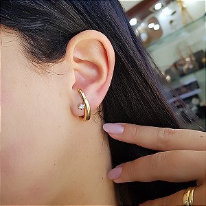 Brinco Bold em Ouro 18k e Diamante