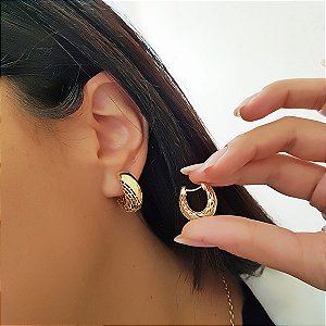 Brinco Argola Texturizada em Ouro 10k