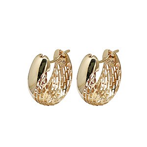 Brinco Argola Texturizada em Ouro 10k