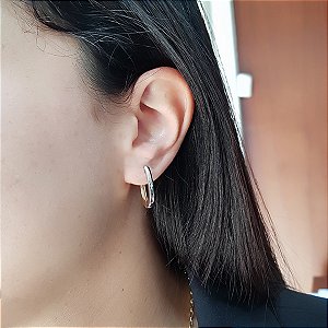 Brinco Argola Duas Cores em Ouro 10k