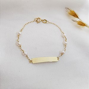 Pulseira Infantil Plaquinha em Ouro 10k