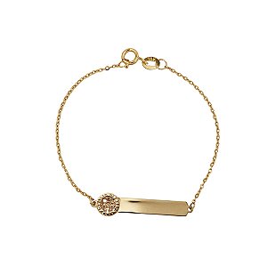 Pulseira Infantil São Bento Plaquinha em Ouro 10k