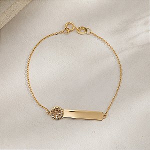 Pulseira Infantil São Bento Plaquinha em Ouro 10k