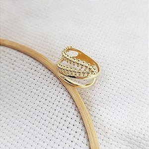 Anel Vazado Esferas em Ouro 10k
