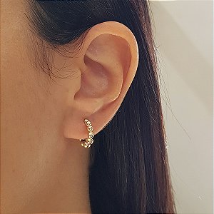 Brinco Argola Esferas em Ouro 10k