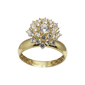 Anel Chuveiro Rainha Ouro 18k Moissanite 4mm